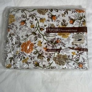 J C Penny Percale Permanent Press Full size Flat Sheet Vintage